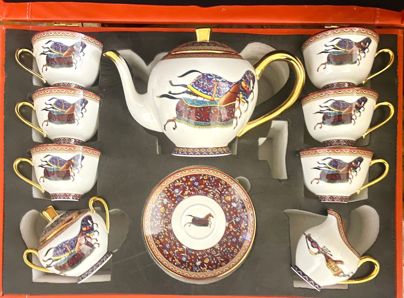 Hermes tea set horses for six people - Hermes Kitchen and Dining | Aleppo Gift UAE